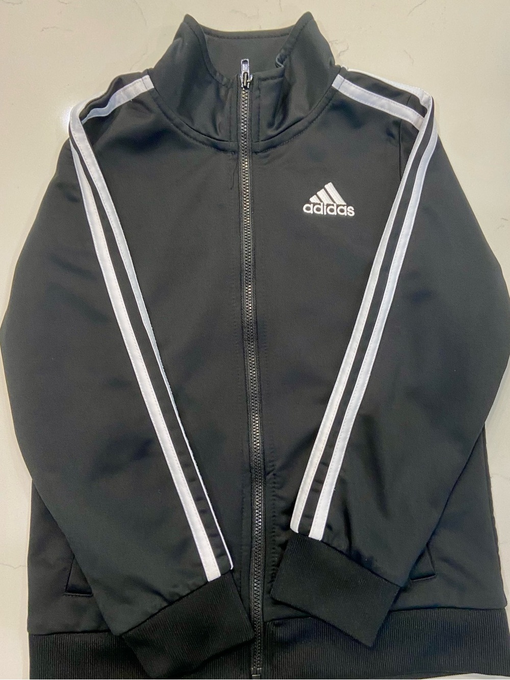 adidas Black Track Jacket with White Stripes - Kids